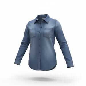 Copper Key Women Chambray Button Up Shirt Size Large Long Sleeve Denim Top